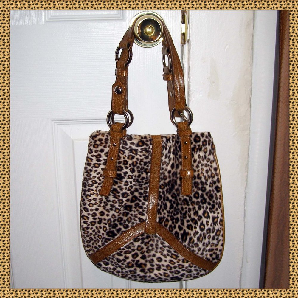 EUC Leopard Print Faux fur bag by SABINA NEW YORK